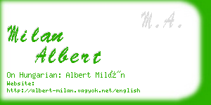 milan albert business card